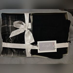 Gilli 2pc. Plaid Black & Black Scarf Set